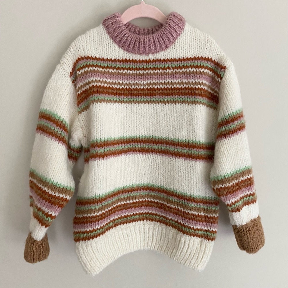 Zara Girls 4/5 Chunky Striped Knit Sweater